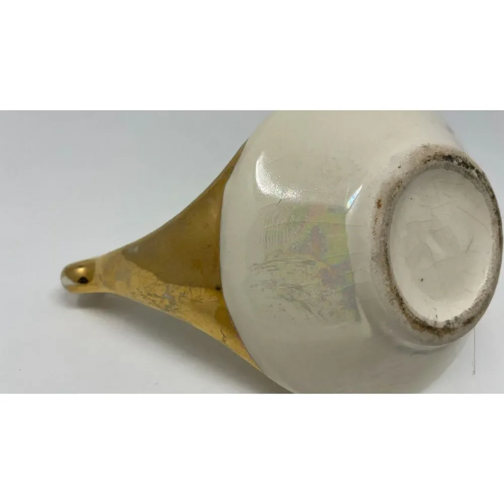 VTG Pearl China Co. Creamer/Sugar Set Hand Decorated 22KT Gold, USA